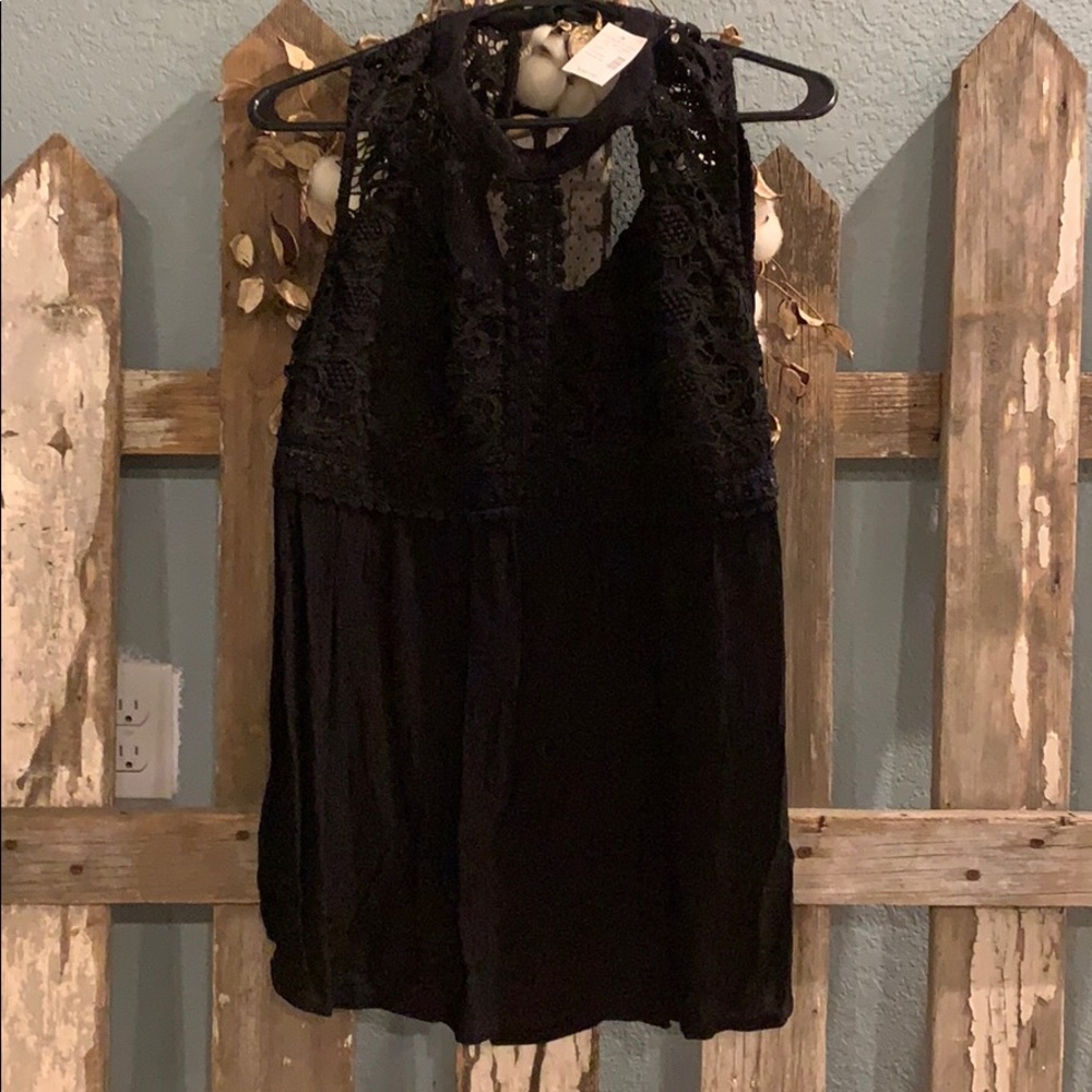 Black high neck tank top